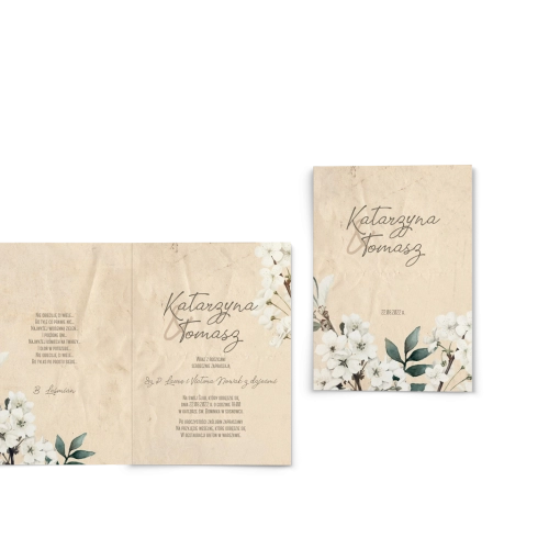 Zaproszenia ślubne Old Fashion - Składane Motyw 3