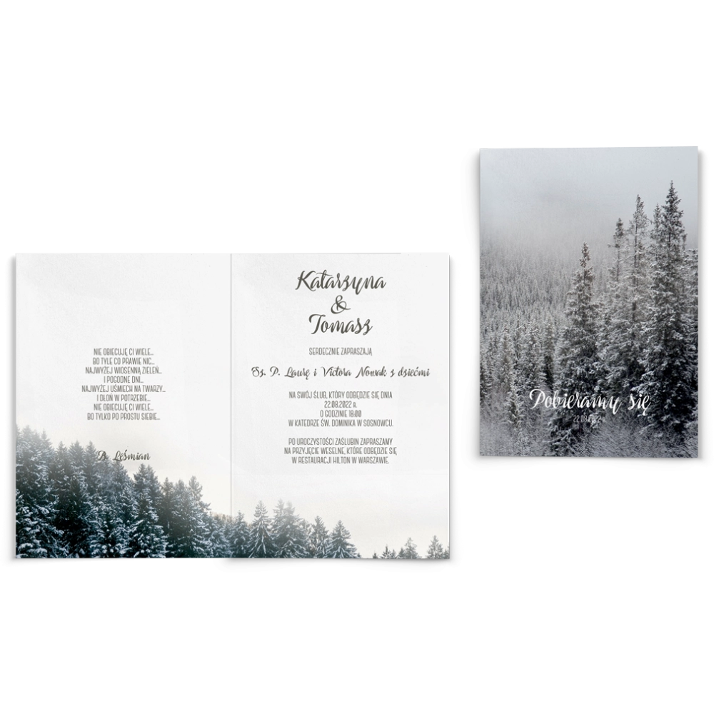 Zaproszenia ślubne Forest - Składane Motyw 4