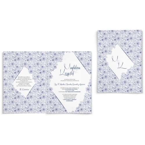 Zaproszenia ślubne Fancy - Składane Granatowe