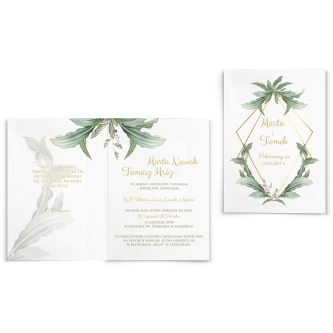 Zaproszenia ślubne Liście - Składane Motyw 1