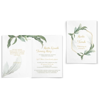 Zaproszenia ślubne Liście - Składane Motyw 3