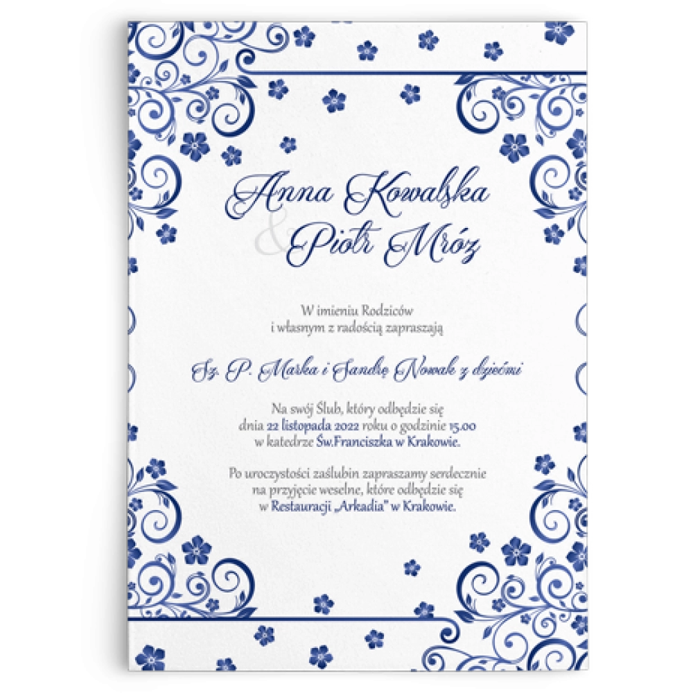 Zaproszenia ślubne Maja- Motyw Granatowy