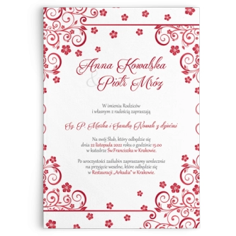 Zaproszenia ślubne Maja- Motyw Bordowy