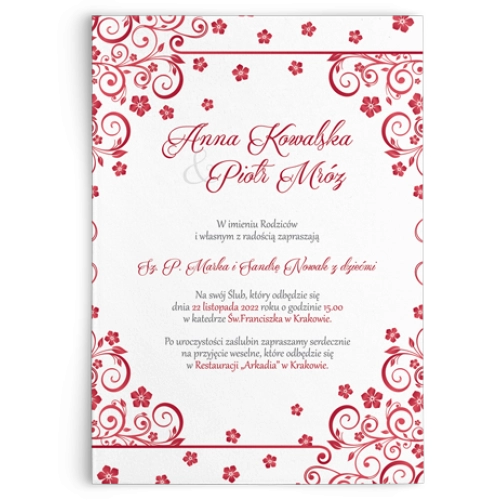 Zaproszenia ślubne Maja- Motyw Bordowy