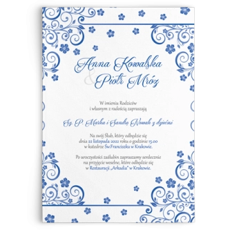 Zaproszenia ślubne Maja- Motyw Niebieski