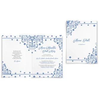 Zaproszenia ślubne Maja - Składane Motyw Niebieski
