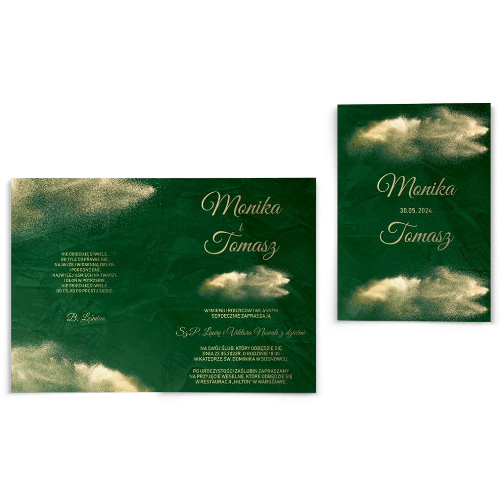Zaproszenia ślubne Greenery - Składane Motyw1