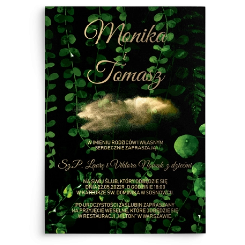 Zaproszenia ślubne Greenery- Motyw3