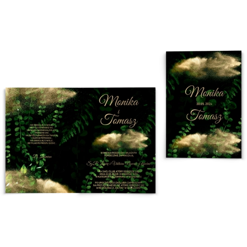Zaproszenia ślubne Greenery - Składane Motyw3