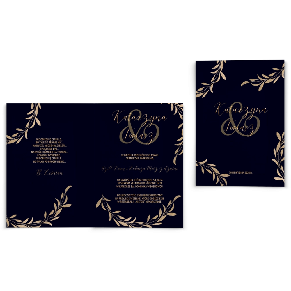 Zaproszenia ślubne Goldish - Składane Motyw3