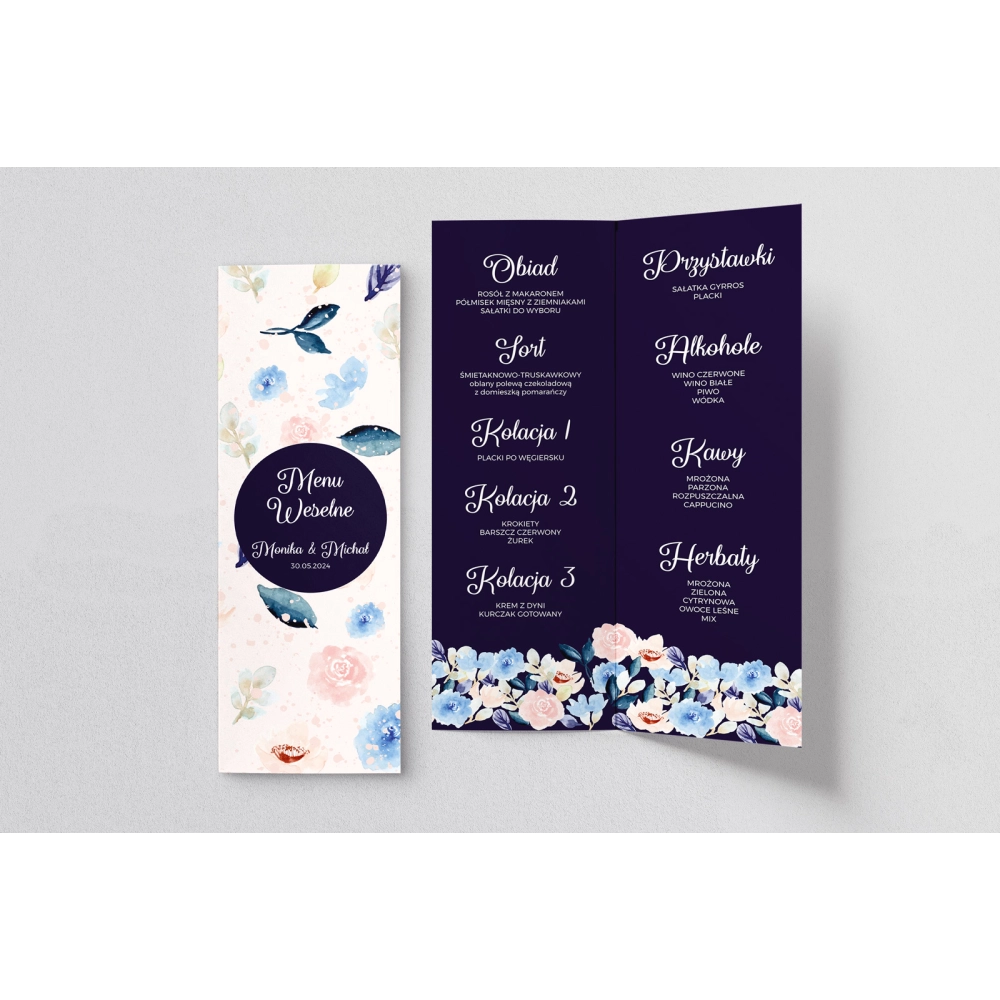 Menu Weselne Wildflowers - Motyw 2