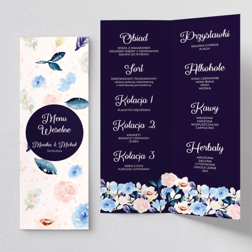 Menu Weselne Wildflowers - Motyw 2