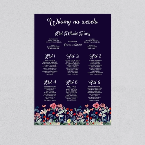 Plan stołów weselnych Wildflowers - Motyw 1