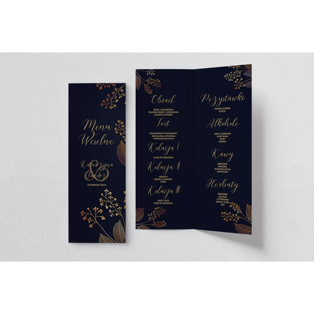 Menu Weselne Goldish - Motyw 1