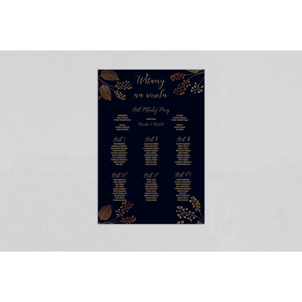 Plan stołów weselnych Goldish - Motyw 1