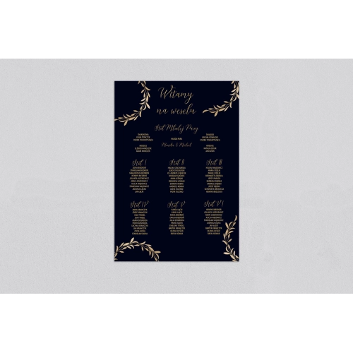 Plan stołów weselnych Goldish - Motyw 3