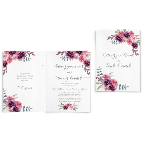 Zaproszenia ślubne PasteLove- Składane Motyw 1