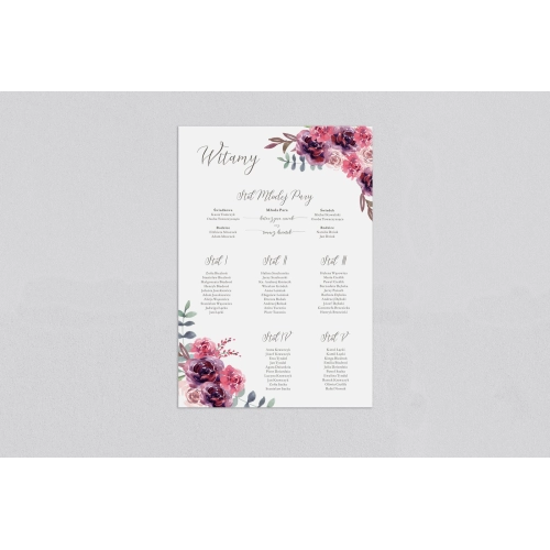 Plan stołów weselnych PasteLove - Motyw 1