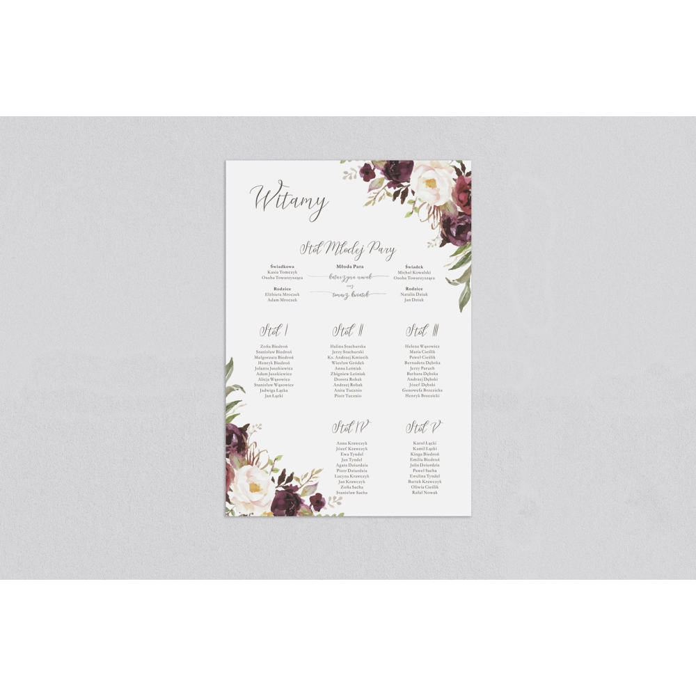 Plan stołów weselnych PasteLove - Motyw 3