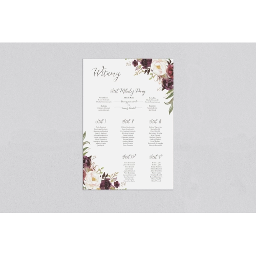 Plan stołów weselnych PasteLove - Motyw 3