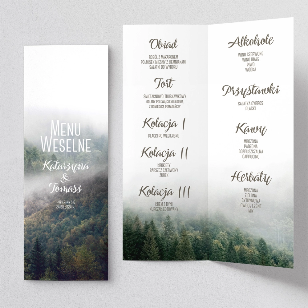 Menu Weselne Forest - Motyw 2