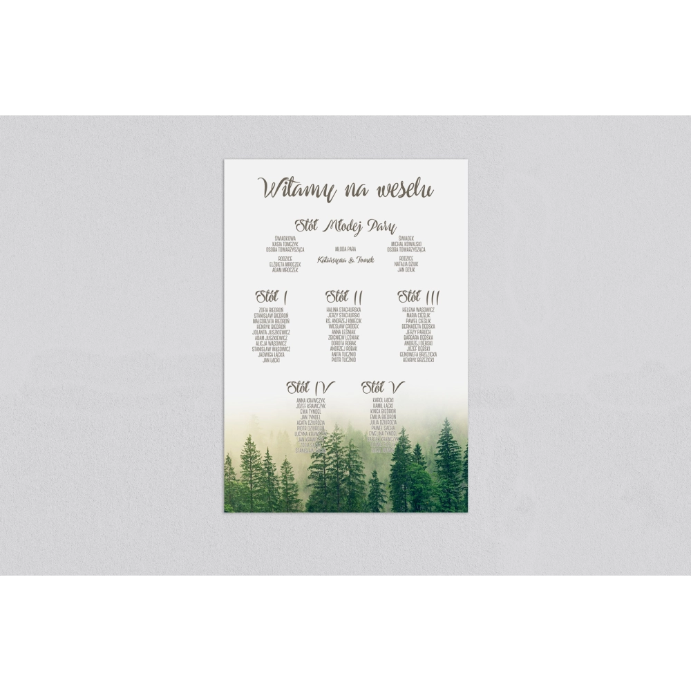 Plan stołów weselnych Forest - Motyw 1