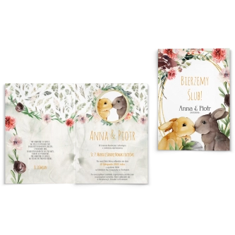 Zaproszenia ślubne Animals - Składane Motyw 4