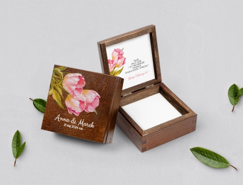 Pudełko na obrączki brązowe - Sweet Love Motyw 4