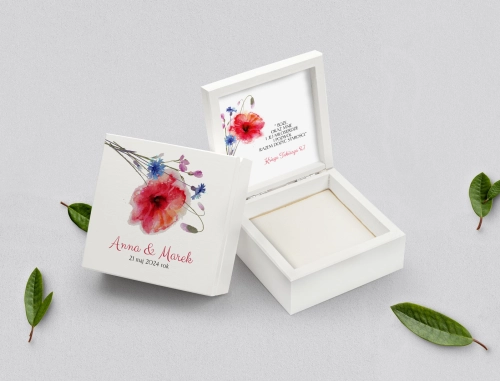 Pudełko na obrączki białe - Sweet Love Motyw 2