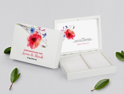 Pudełko na obrączki prostokątne białe - Sweet Love Motyw 2