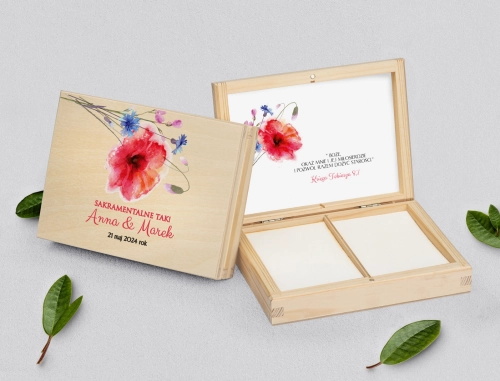 Pudełko na obrączki prostokątne naturalne - Sweet Love Motyw 2