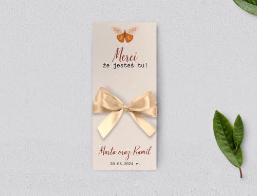 Podziękowanie Merci - Karteczka Butterflies - Motyw 1