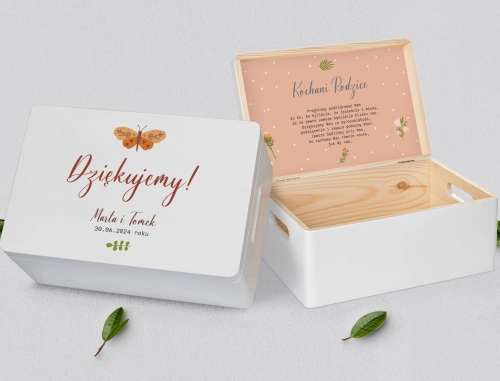 Skrzyneczka dla Rodziców - biała Butterflies - Motyw 4
