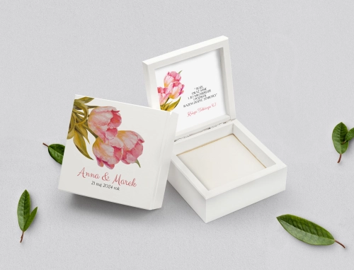 Pudełko na obrączki białe - Sweet Love Motyw 4