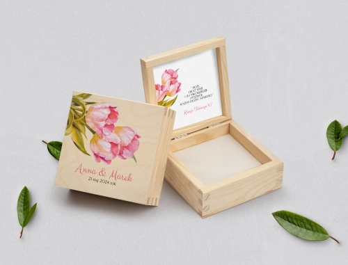 Pudełko na obrączki naturalne - Sweet Love Motyw 4