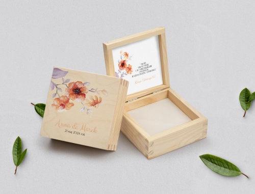 Pudełko na obrączki naturalne - Sweet Love Motyw 6