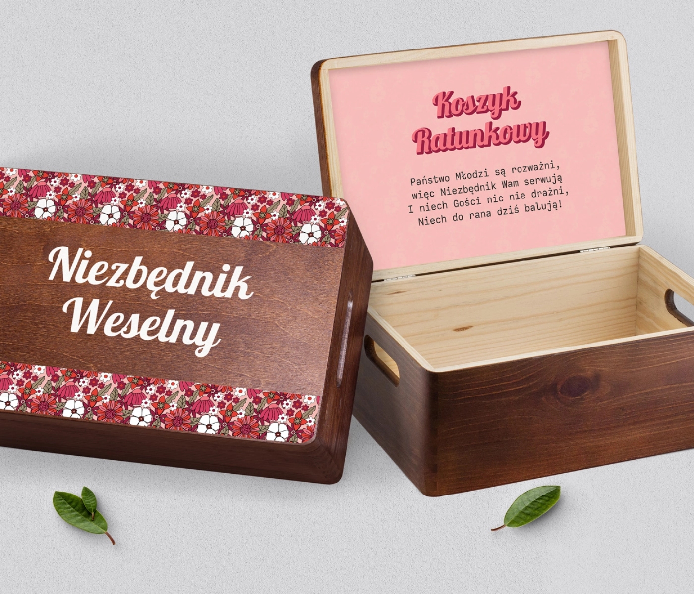 Koszyczek ratunkowy weselny brązowy - Retro Style Motyw 2
