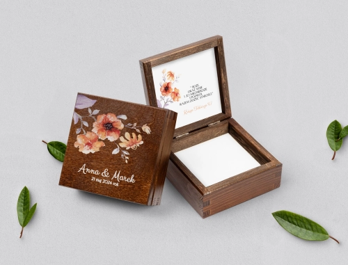 Pudełko na obrączki brązowe - Sweet Love Motyw 6