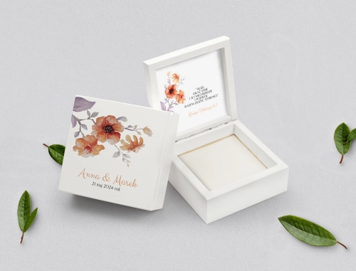Pudełko na obrączki białe - Sweet Love Motyw 6