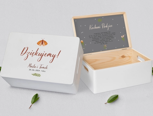 Skrzyneczka dla Rodziców - biała Butterflies - Motyw 3