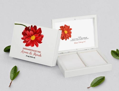 Pudełko na obrączki prostokątne białe - Sweet Love Motyw 5