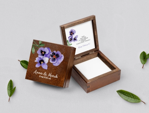 Pudełko na obrączki brązowe - Sweet Love Motyw 3