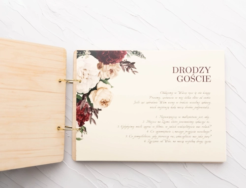 Drewniana Księga Gości Weselnych - Fabello Motyw 1