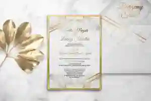 Zaproszenia ślubne Glamour Marmur & Złoto z papierem ozdobnym