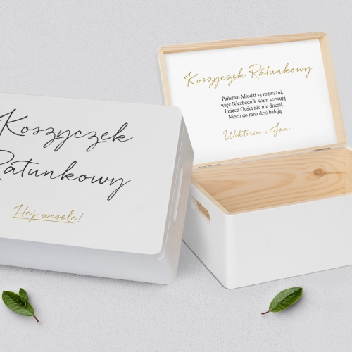 Koszyczek ratunkowy weselny biały - Golden Elegance