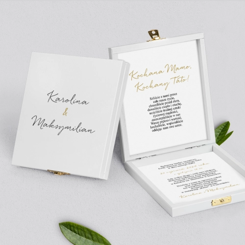 Zaproszenie dla Rodziców - białe Golden Elegance