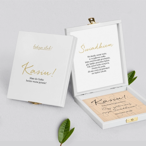 Prośba o świadkowanie - białe puzzle Golden Elegace