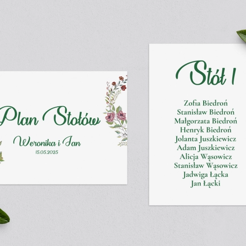 Plan Stołów - Karteczka Heart of Flowers Motyw 3