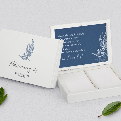 Pudełko na obrączki prostokątne białe - Papers Motyw 3