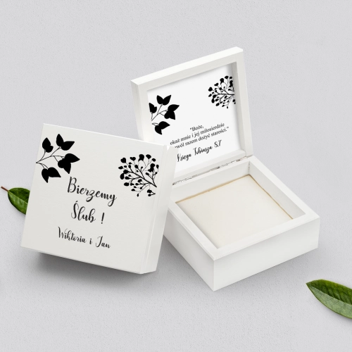 Pudełko na obrączki białe - Boho Motyw 3